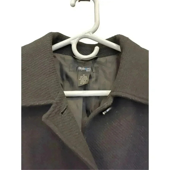 Style & Co Women’s Petite Medium Black Peacoat - Picture 2 of 3